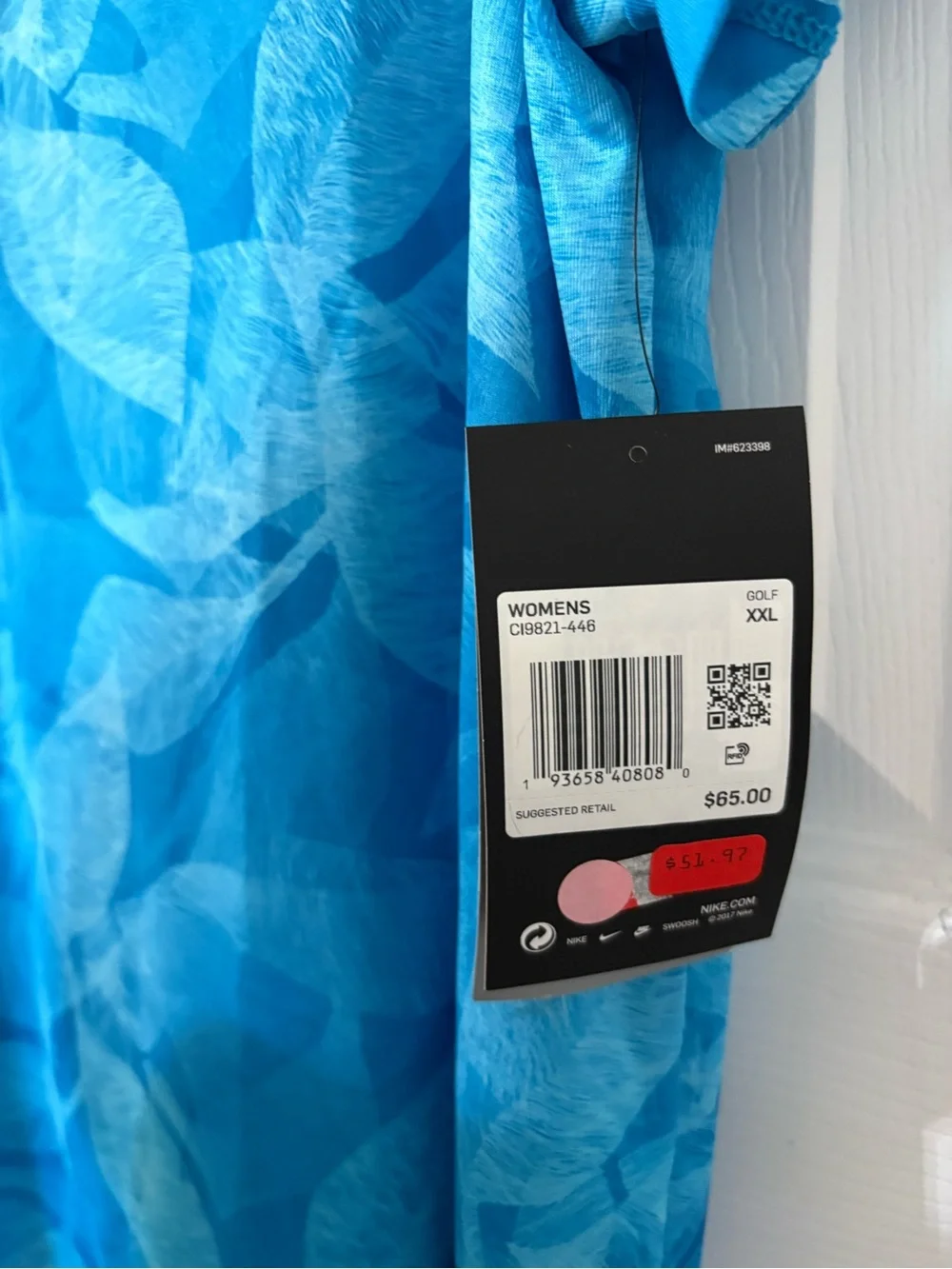 Nike Blue Leaf-Print Dri-FIT Polo